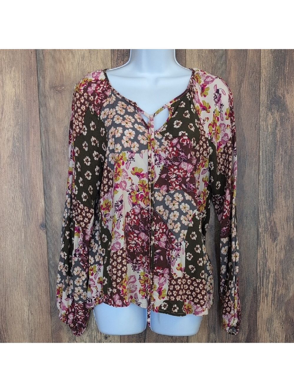 ANDREE BY UNIT Multicolor Floral V Neck Blouse M                           L125